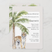 Tijger (volwassen) Oerwoud Animal Palm Tree Birthd Kaart (Voorkant / Achterkant)