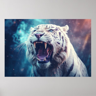 Tijger wild dier majestueuze wildernis surrealist poster