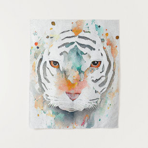 Tijger Wilde Dier Natuur Waterverf Kunst Schildere Wandkleed