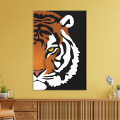 Tijger, wilde kat op zwart canvas afdruk (Insitu (Woonkamer))