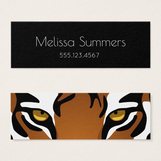 Tijger, wilde kat op zwart mini visitekaartjes (Voorkant /achterkant)