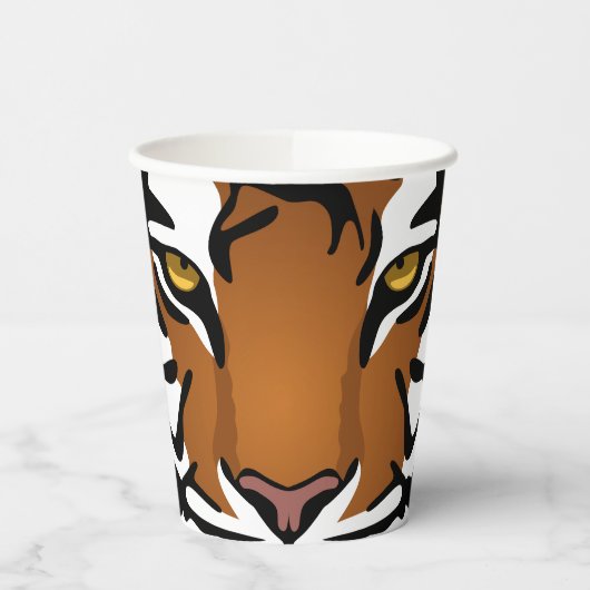 Tijger, wilde kat op zwart papieren bekers (Links)