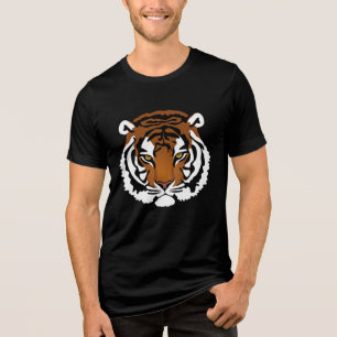 Tijger, wilde kat op zwart Tri-Blend shirt