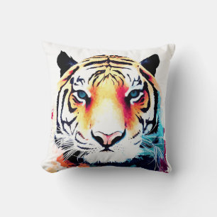 Tijger Wilde Natuur Dierlijke Kleur Kunst Schilder Kussen