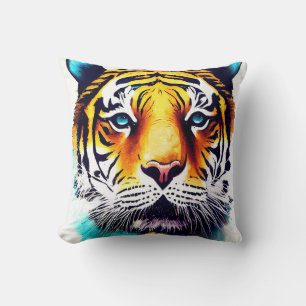 Tijger Wilde Natuur Dierlijke Kleur Kunst Schilder Kussen