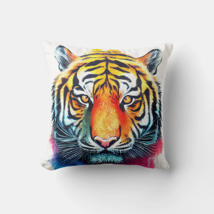 Tijger Wilde Natuur Dierlijke Kleur Kunst Schilder Kussen