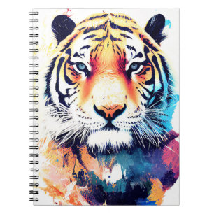 Tijger Wilde Natuur Dierlijke Kleur Kunst Schilder Notitieboek