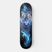 Tijger wit & blauw gloeiende koele stijl skateboard (Voorkant)