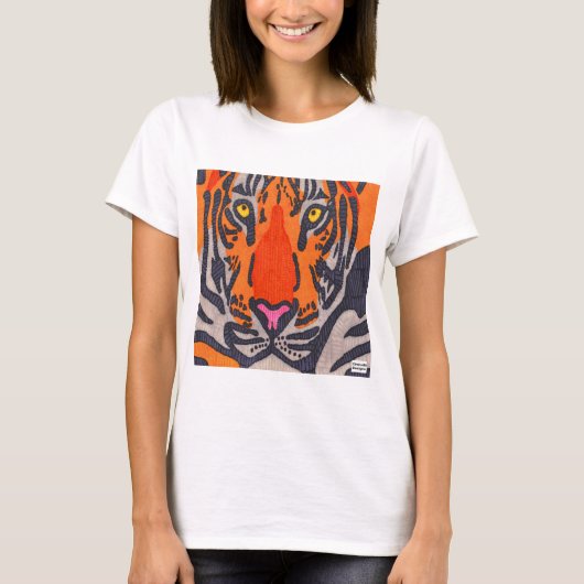 Tijger (wit) - Dames Basic T-Shirt (Voorkant)