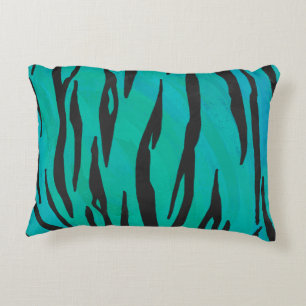 Tijger, zwart en Blauwgroen afdrukken Accent Kussen