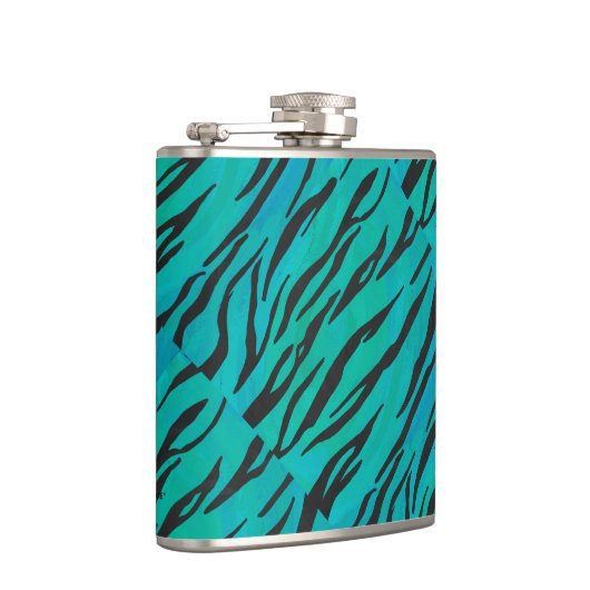 Tijger, zwart en Blauwgroen afdrukken Heupfles (Rechts)