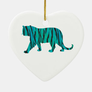 Tijger, zwart en Blauwgroen afdrukken Keramisch Ornament