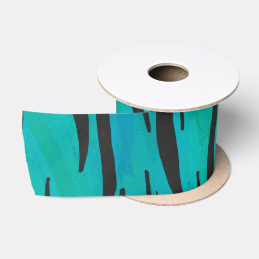 Tijger, zwart en Blauwgroen afdrukken Lint (Spoel)