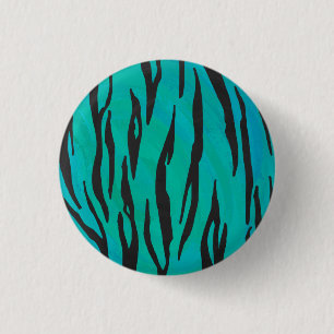 Tijger, zwart en Blauwgroen afdrukken Ronde Button 3,2 Cm