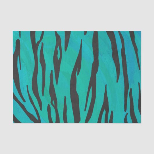 Tijger, zwart en Blauwgroen afdrukken Tissuepapier (Voorkant)