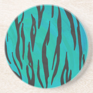 Tijger, zwart en Blauwgroen afdrukken Zandsteen Onderzetter