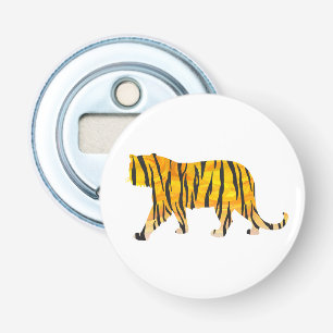 Tijger, zwart en Oranje afdrukken Button Flesopener