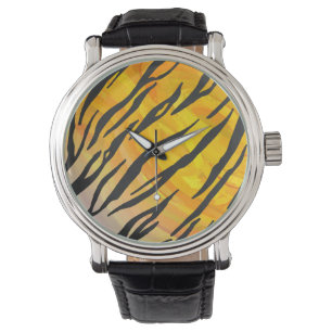 Tijger, zwart en Oranje afdrukken Horloge