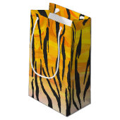 Tijger, zwart en Oranje afdrukken Klein Cadeauzakje (Achterkant Gekanteld)