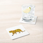 Tijger, zwart en Oranje afdrukken Vierkante Kartonnen Onderzetter (Insitu)