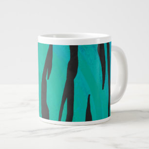 Tijger zwart en teal print grote koffiekop