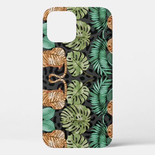 Tijgerbladeren: Waterverf Oerwoud naadloos. Case-Mate iPhone Case (Achterkant)