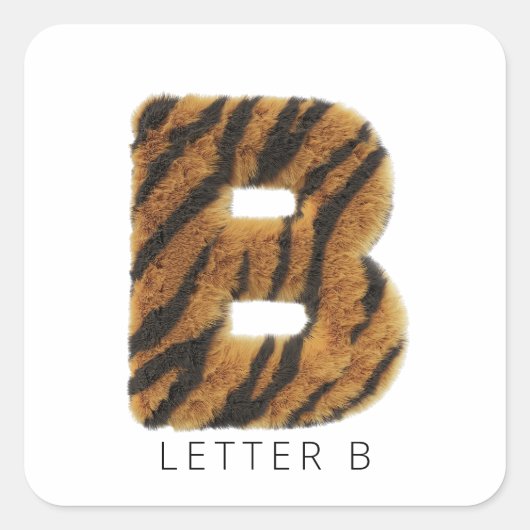 Tijgerbont met letter B Vierkante Sticker (Voorkant)