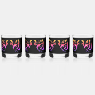 Tijgergezicht op zwarte glazen Drinkware Set