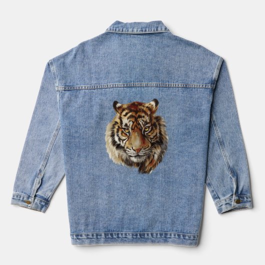  tijgergezicht tijgerhoofd wilde kat denim jacket (Achterkant)