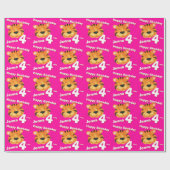 Tijgergezichtskunst en naam van vierde verjaardags cadeaupapier (Vlak)