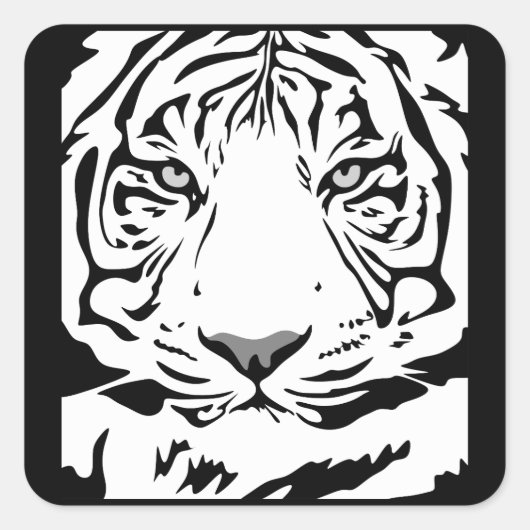 tijgergezichtstickers vierkante sticker (Voorkant)