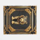 Tijgergoud en zwart sierlijk lijst fleece deken (Voorkant (Horizontaal))