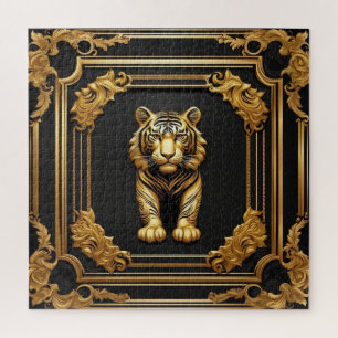 Tijgergoud en zwart sierlijk lijst legpuzzel