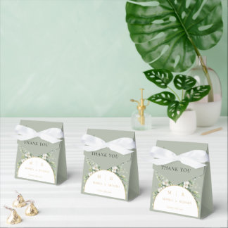 Tijgergroene botanische monogram trouwgunstdozen bedankdoosjes