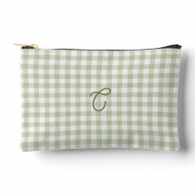 Tijgergroene Gingham Monogram Make-uptas
