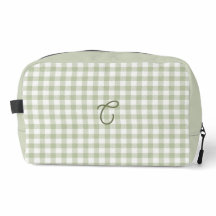 Tijgergroene Gingham Monogram Make-uptas