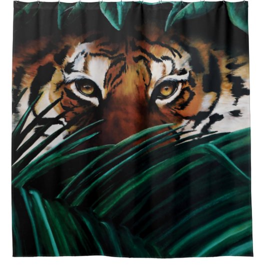 Tijgergroene Oerwouden bladeren Douchegordijn (Voorkant)