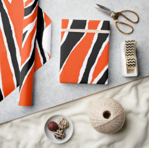 Tijgerinpakpapier - Sinaasappel/zwart Cadeaupapier