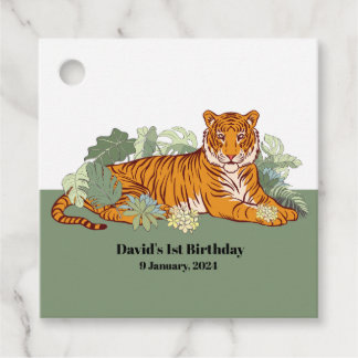 Tijgerjongensfeestje, dierlijk oerwoud bedankjes labels