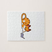 Tijgerkat met muis legpuzzel (Horizontaal)