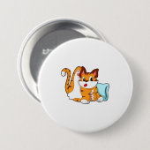 Tijgerkat met piloot ronde button 7,6 cm (Voorkant /achterkant)
