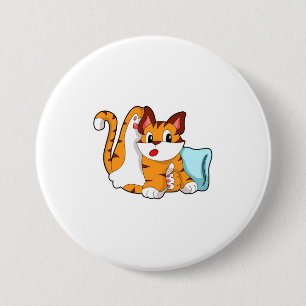Tijgerkat met piloot ronde button 7,6 cm