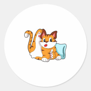 Tijgerkat met piloot ronde sticker