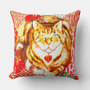 Tijgerkat Rood Decoratief Ontwerp Achtergrond Kussen