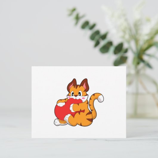 Tijgerkat verliefd bij Love with Heart.PNG Briefkaart (Staand voorkant)