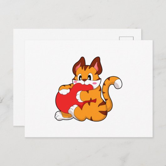 Tijgerkat verliefd bij Love with Heart.PNG Briefkaart (Voorkant / Achterkant)