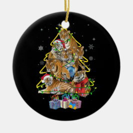 Tijgerkerstboomsneeuw Funny Tiger Xmas Gift Keramisch Ornament