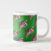 TijgerKerstmis op groen Extra Grote Beker (Rechts)