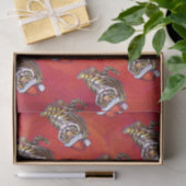 TijgerKerstmis op rood Tissuepapier (Geschenk)