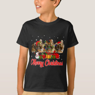 Tijgerkerstmis Pajama Funny Xmas lammeren L T-shirt